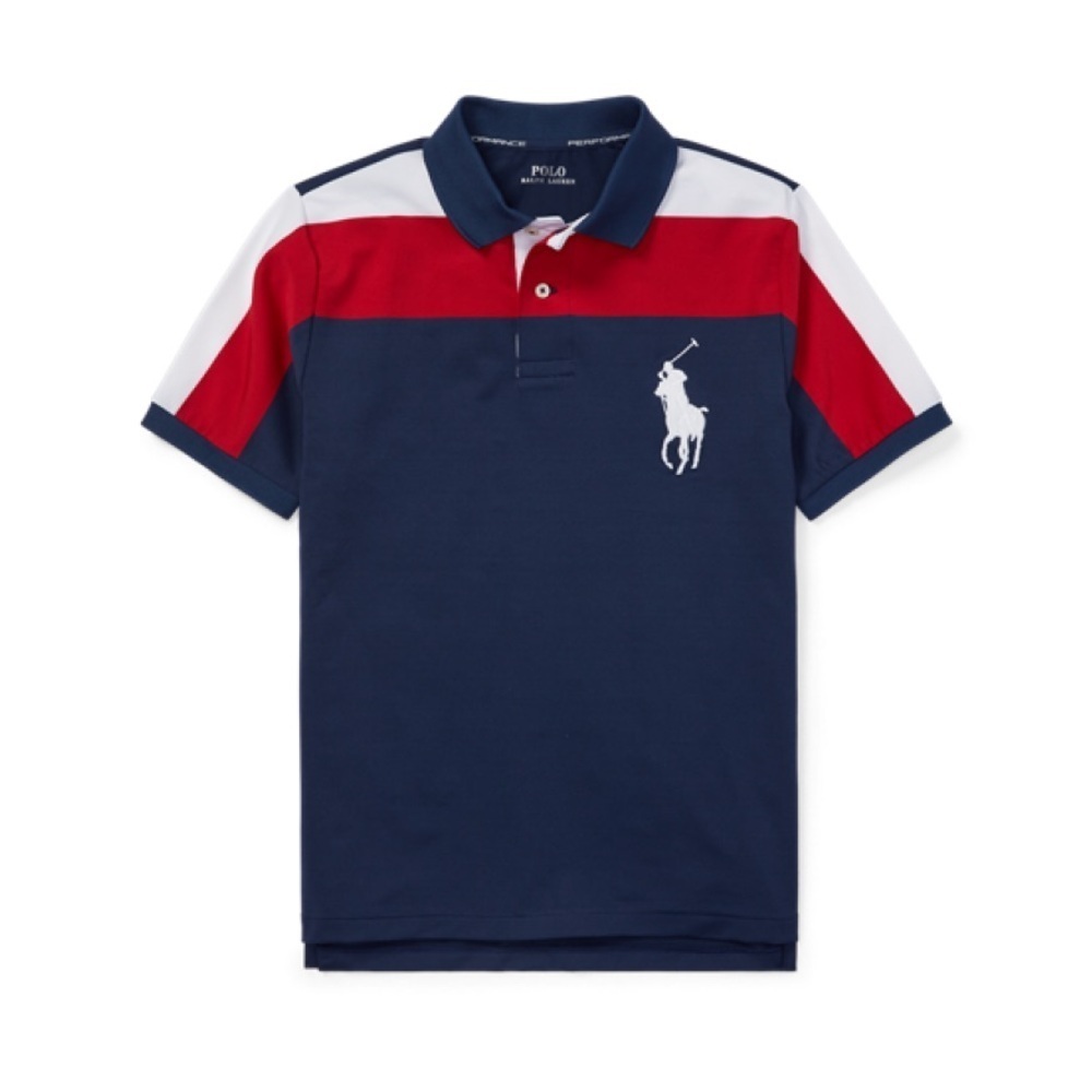 Polo Ralph Lauren boys colorblock big pony polo shirt red blue 26862